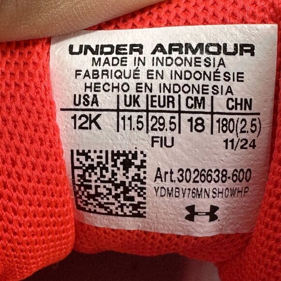 Under Armour Zone BB 2 Kids size 12 Red Black Basketball Shoes - Picture 8 of 8